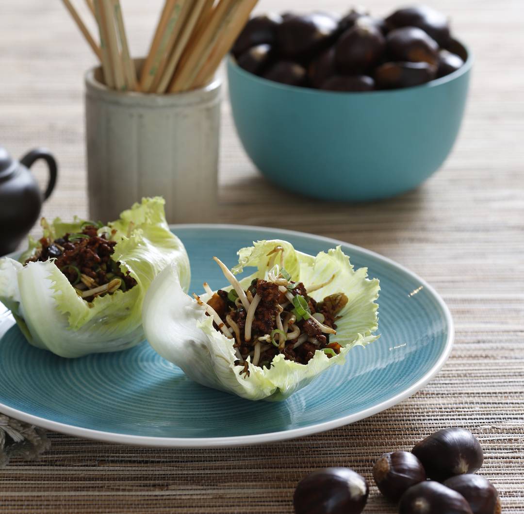 Chestnut, Chicken and Pork Lettuce Cups