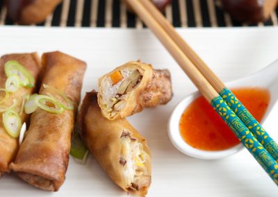 Chestnut and Chicken Spring Rolls