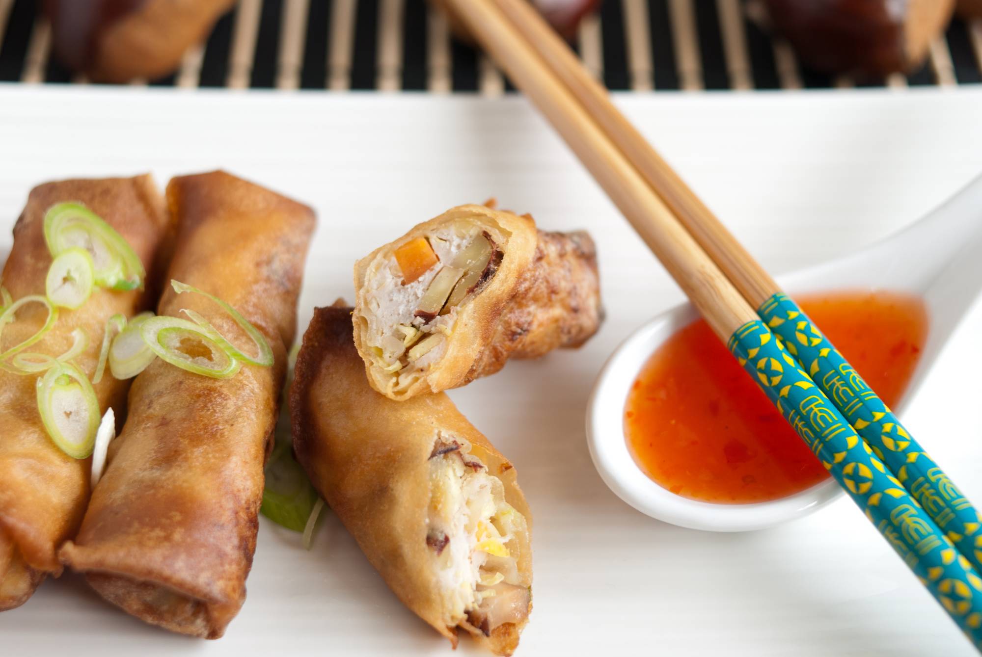 Chestnut and Chicken Spring Rolls