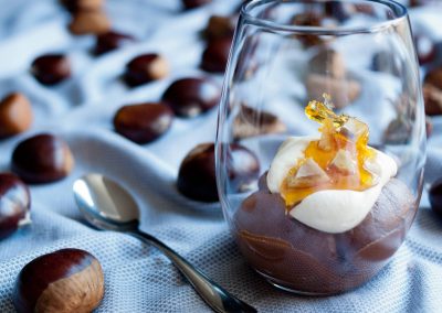 Chestnut and Chocolate Mousse with Chestnut Toffee Shards