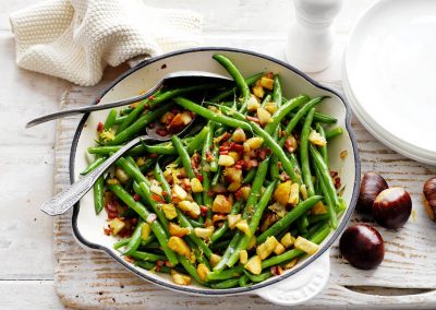 Chestnut & bacon green beans