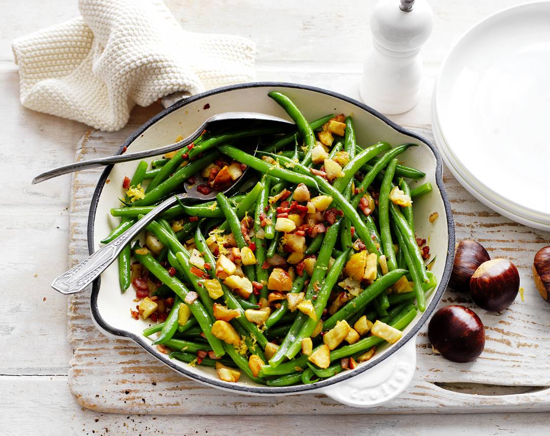 Chestnut & bacon green beans