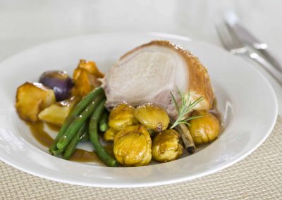 Roasted Pork Loin with Chestnuts and Veg