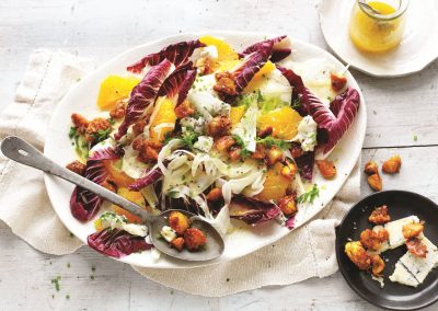 Candied chestnut, blue cheese & fennel salad